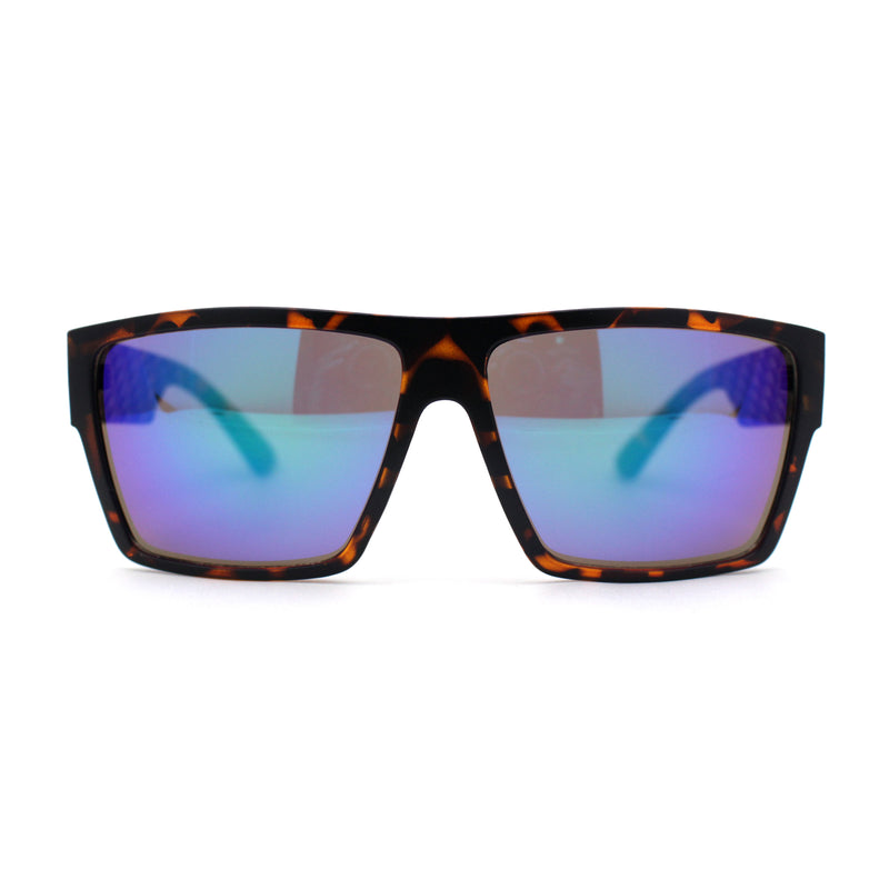 Mens Flat Top Sport Rectangle Horn Rim Sunglasses