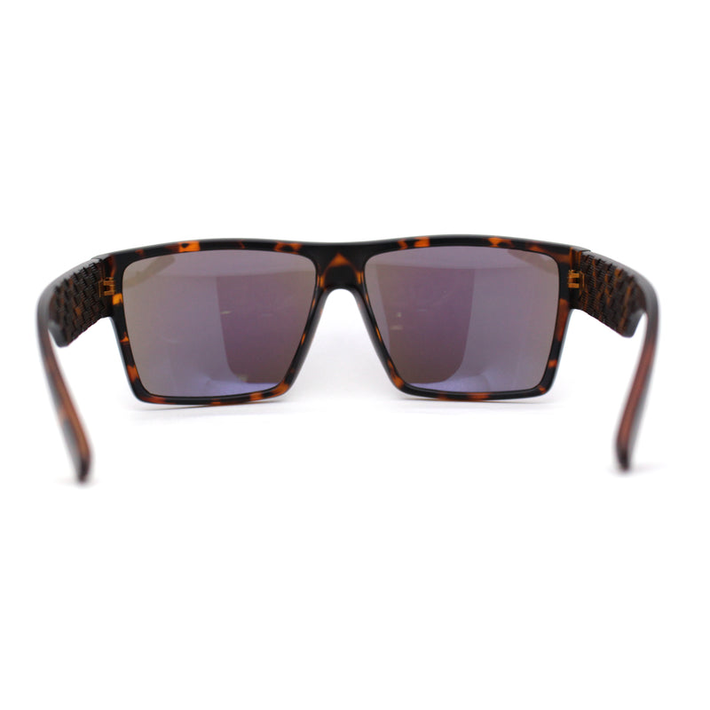 Mens Flat Top Sport Rectangle Horn Rim Sunglasses