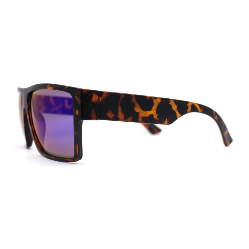 Mens Flat Top Sport Rectangle Horn Rim Sunglasses