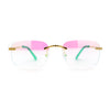 Super Luxurious Clear Mirror Lens Rimless Chain Jewel Frame Glasses