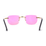 Super Luxurious Clear Mirror Lens Rimless Chain Jewel Frame Glasses