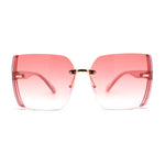 Womens Chunky Glitter Side Visor Trim Rimless Butterfly Chic Sunglasses
