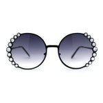 Womens Large Rhinestone Bling Metal Rim Hippie Round Sunglasses