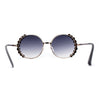 Womens Large Rhinestone Bling Metal Rim Hippie Round Sunglasses