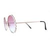 Womens Large Rhinestone Bling Metal Rim Hippie Round Sunglasses