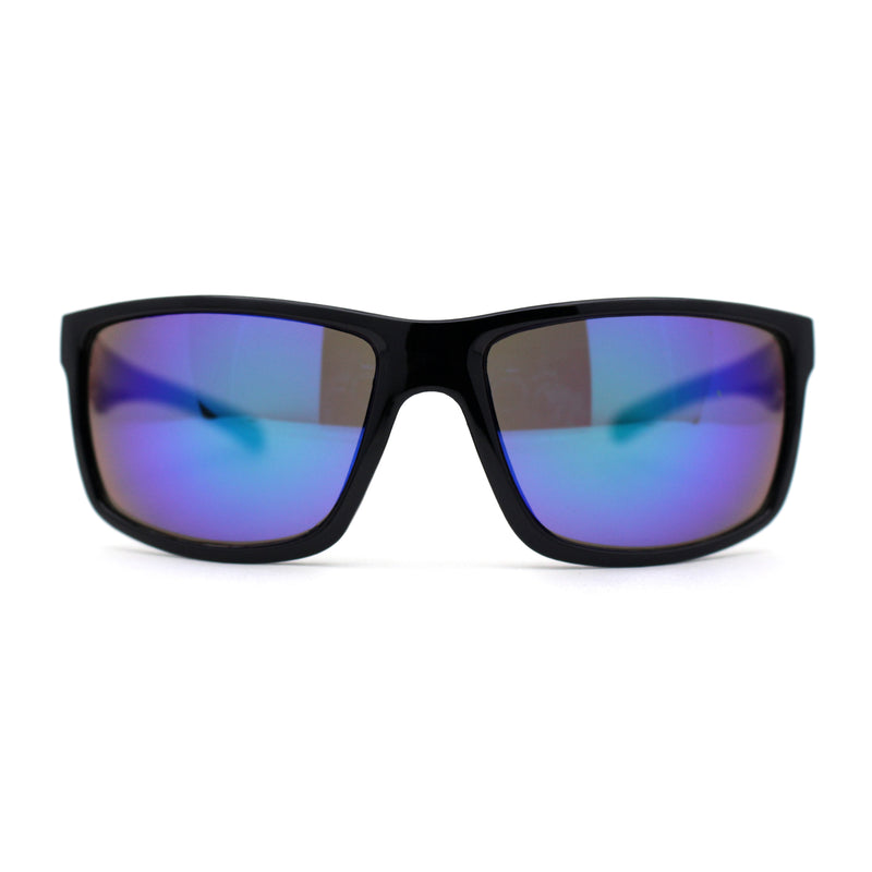 Mens Color Mirror Iconic 90s Sport Biker Plastic Rectangle Sunglasses