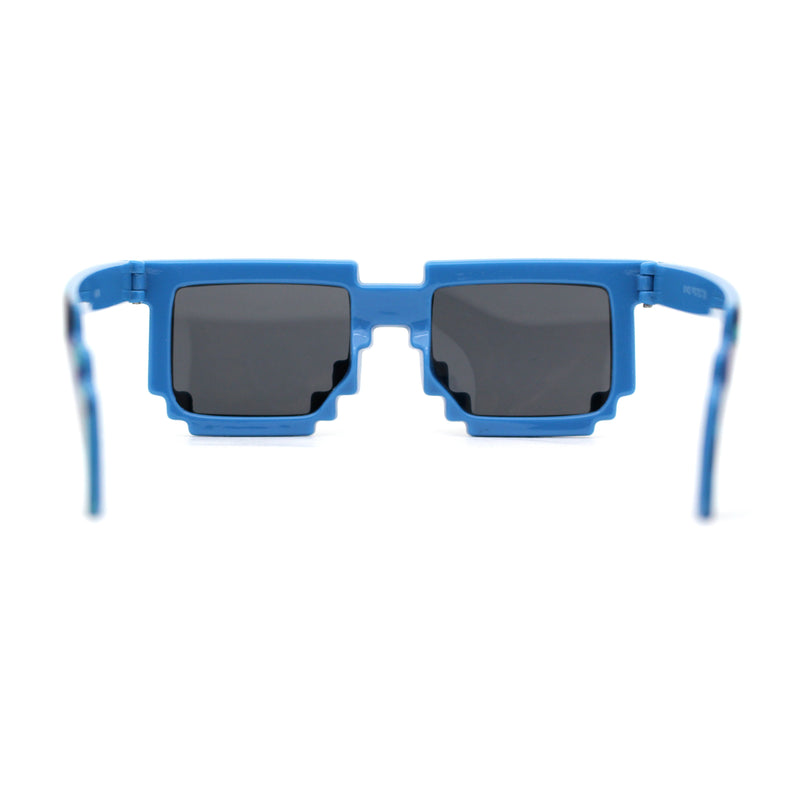 Kids Size Boys 8 bit Pixel Gamer Horn Rim Plastic Sunglasses