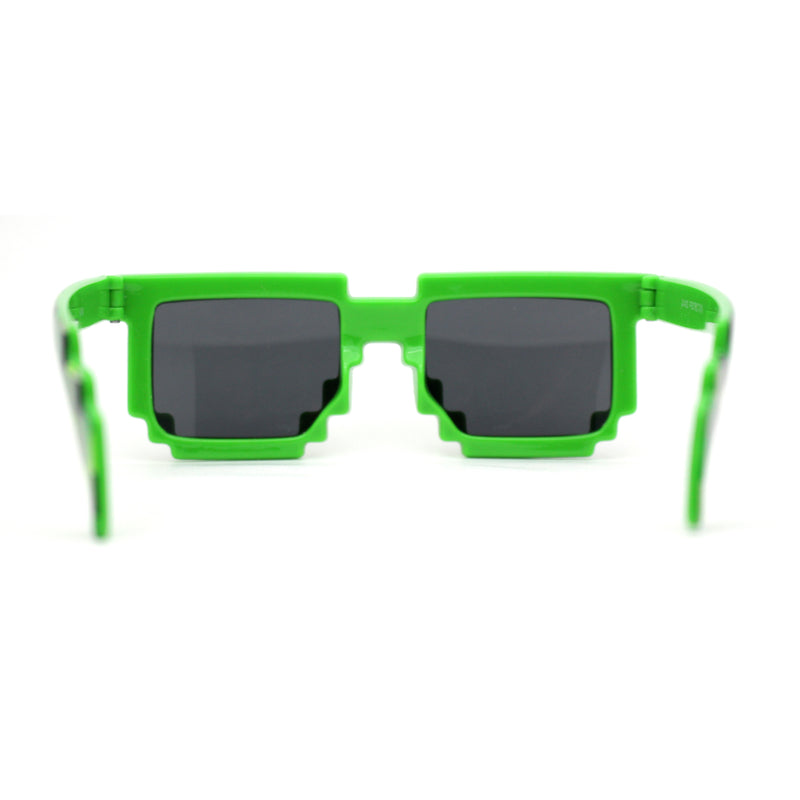 Kids Size Boys 8 bit Pixel Gamer Horn Rim Plastic Sunglasses