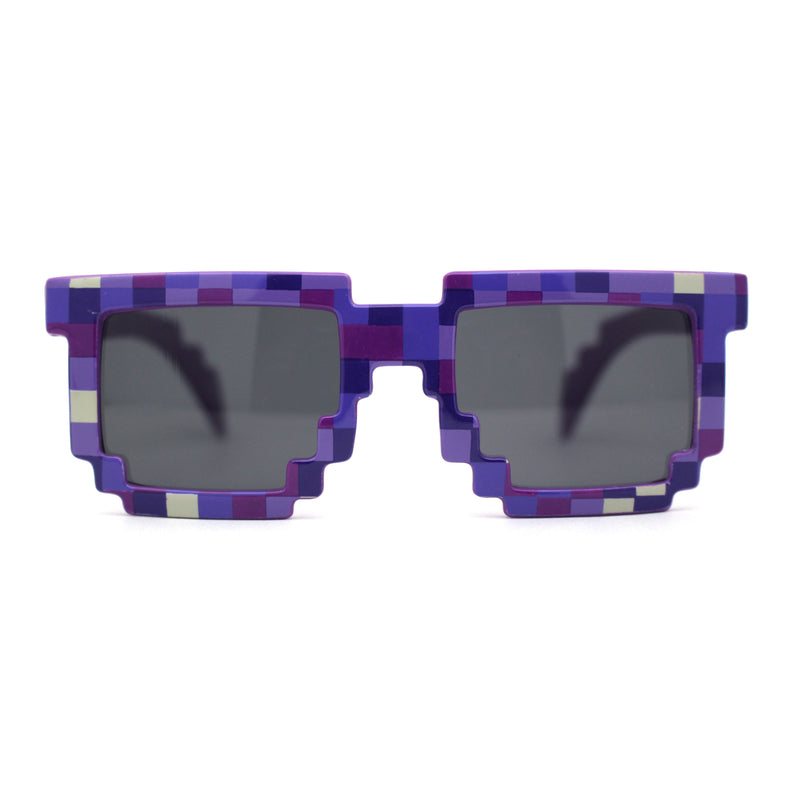 Kids Size Boys 8 bit Pixel Gamer Horn Rim Plastic Sunglasses