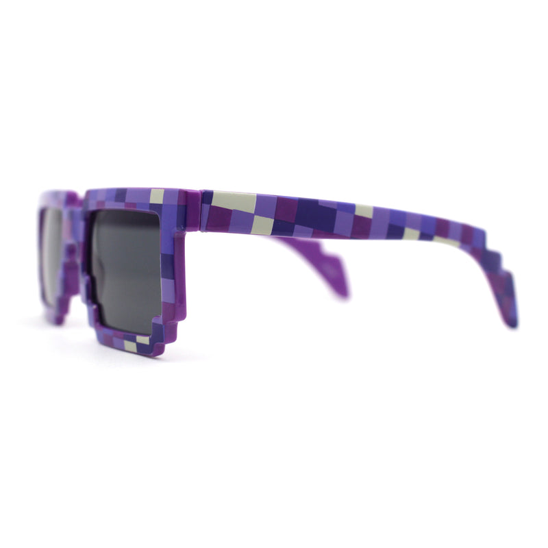 Kids Size Boys 8 bit Pixel Gamer Horn Rim Plastic Sunglasses