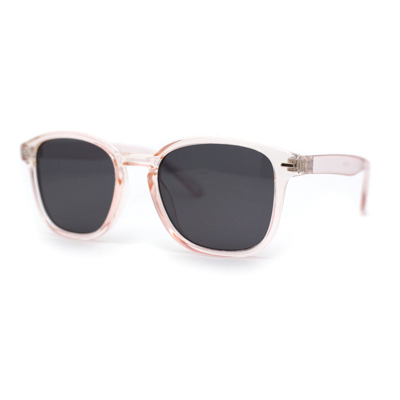 Pop Color Thin Plastic Rounded Rectangle Horn Rim Keyhole Sunglasses