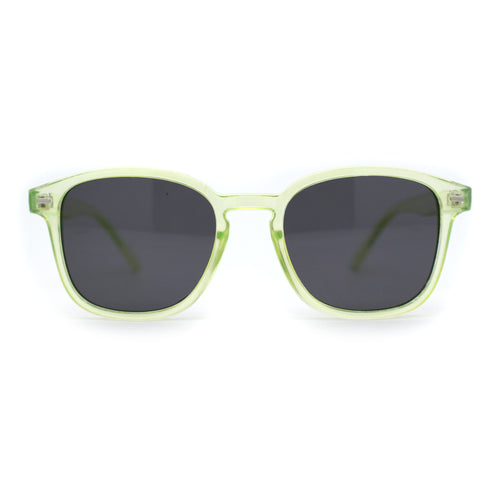 Pop Color Thin Plastic Rounded Rectangle Horn Rim Keyhole Sunglasses