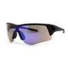 Mens Color Mirror Lens Half Rim Sport Wrap Around Sunglasses