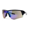 Mens Color Mirror Lens Half Rim Sport Wrap Around Sunglasses