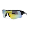 Mens Color Mirror Lens Half Rim Sport Wrap Around Sunglasses