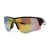 Mens Color Mirror Lens Half Rim Sport Wrap Around Sunglasses