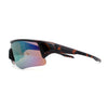 Mens Color Mirror Lens Half Rim Sport Wrap Around Sunglasses