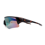 Mens Color Mirror Lens Half Rim Sport Wrap Around Sunglasses