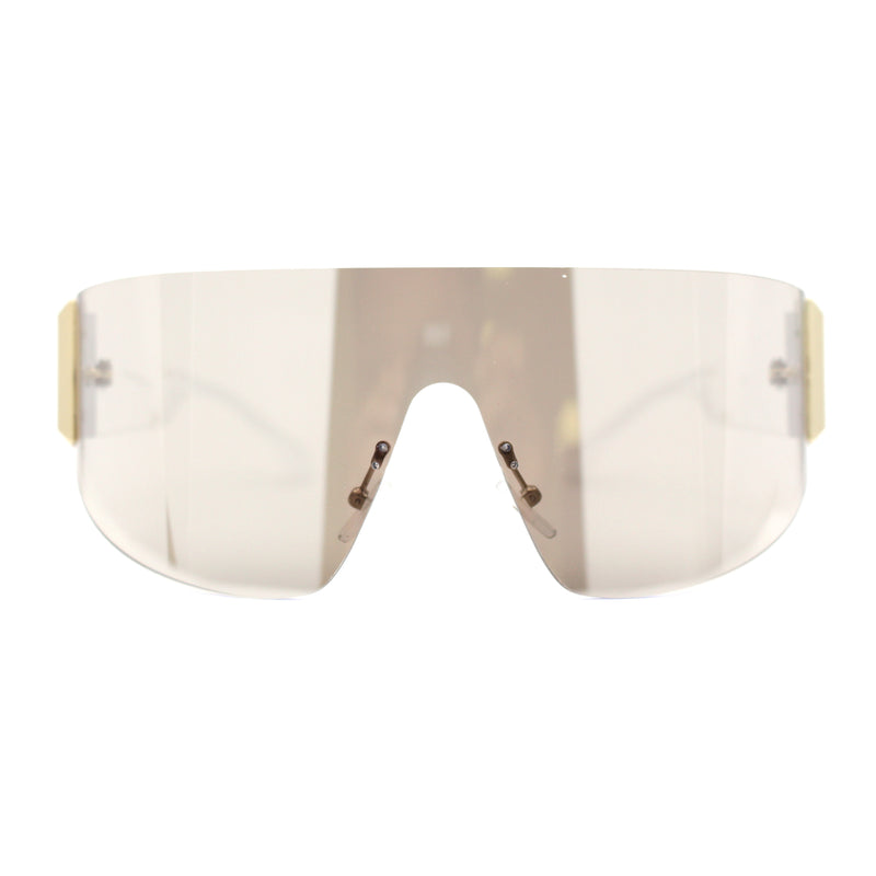Slick Curved Futuristic Minimal Oversized Shield Sunglasses