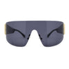 Slick Curved Futuristic Minimal Oversized Shield Sunglasses