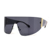 Slick Curved Futuristic Minimal Oversized Shield Sunglasses