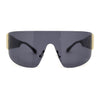 Slick Curved Futuristic Minimal Oversized Shield Sunglasses