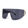 Slick Curved Futuristic Minimal Oversized Shield Sunglasses