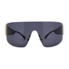 Slick Curved Futuristic Minimal Oversized Shield Sunglasses