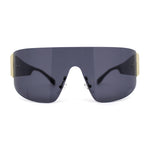 Slick Curved Futuristic Minimal Oversized Shield Sunglasses