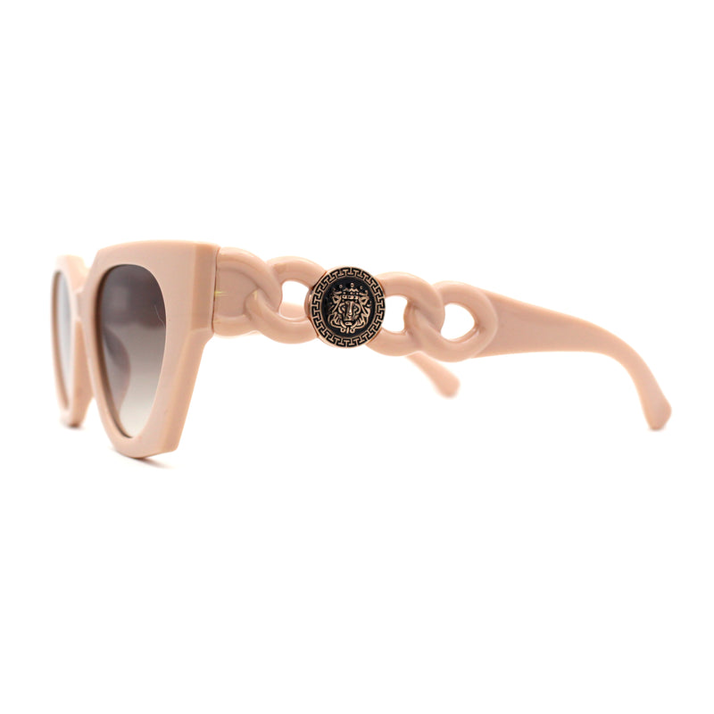 Thick Chain Arm Squared Thick Plastic Cat Eye Plastic Sunglasses