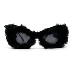 Super Unique Fur Covered Cat Eye Plastic Sunglasses