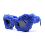 Super Unique Fur Covered Cat Eye Plastic Sunglasses