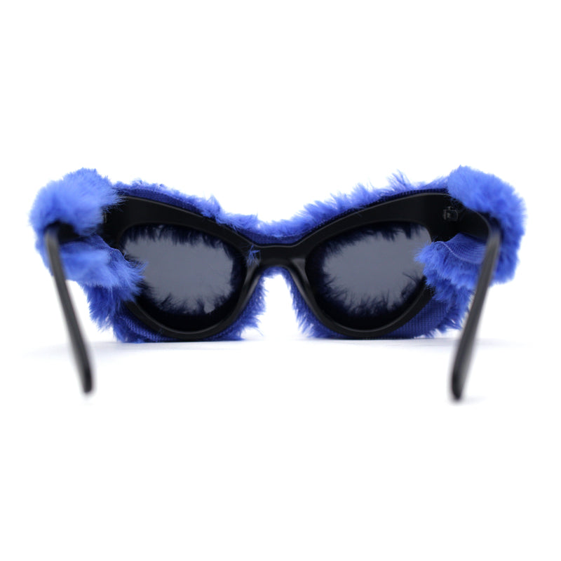 Super Unique Fur Covered Cat Eye Plastic Sunglasses