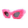 Super Unique Fur Covered Cat Eye Plastic Sunglasses