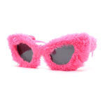 Super Unique Fur Covered Cat Eye Plastic Sunglasses