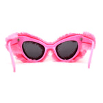 Super Unique Fur Covered Cat Eye Plastic Sunglasses