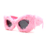 Super Unique Fur Covered Cat Eye Plastic Sunglasses