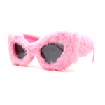 Super Unique Fur Covered Cat Eye Plastic Sunglasses