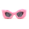 Super Unique Fur Covered Cat Eye Plastic Sunglasses