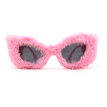 Super Unique Fur Covered Cat Eye Plastic Sunglasses