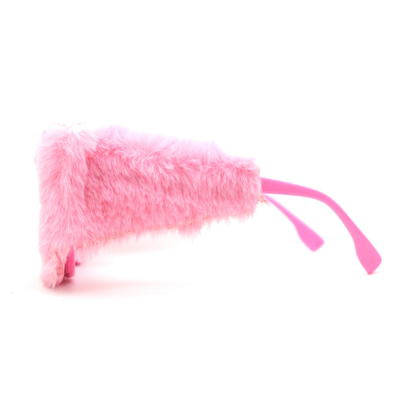 Super Unique Fur Covered Cat Eye Plastic Sunglasses