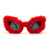 Super Unique Fur Covered Cat Eye Plastic Sunglasses