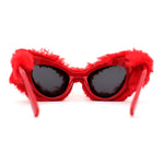 Super Unique Fur Covered Cat Eye Plastic Sunglasses