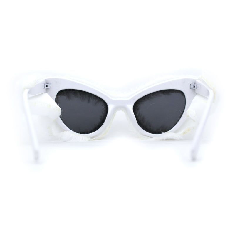 Super Unique Fur Covered Cat Eye Plastic Sunglasses