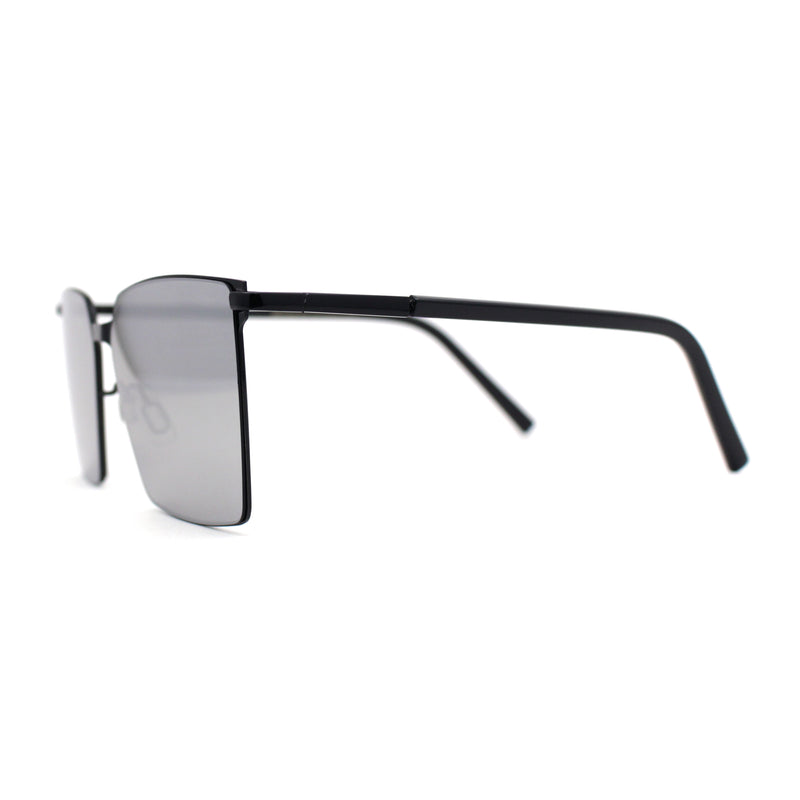 Mens Slim Metal Rim Modern Slick Rectangular Mogul Sunglasses