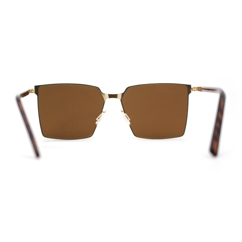 Mens Slim Metal Rim Modern Slick Rectangular Mogul Sunglasses