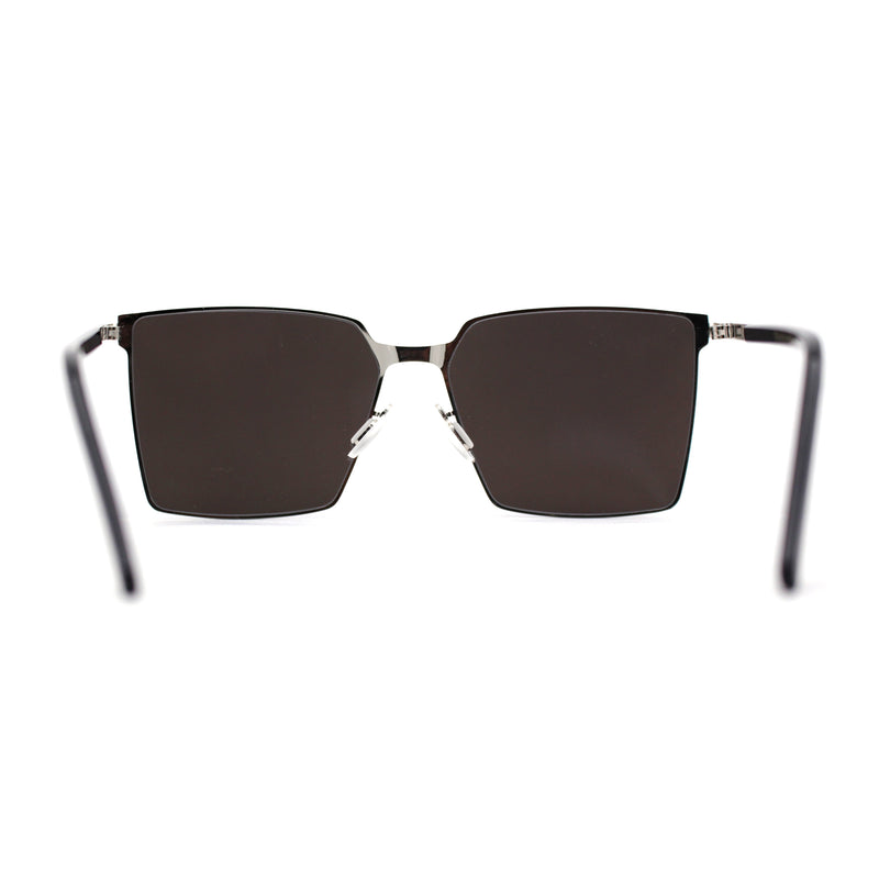 Mens Slim Metal Rim Modern Slick Rectangular Mogul Sunglasses