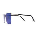 Mens Slim Metal Rim Modern Slick Rectangular Mogul Sunglasses