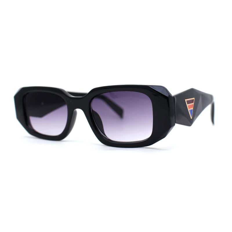 Geometric Diamond Cut Dimensional Mod Rectangle Sunglasses