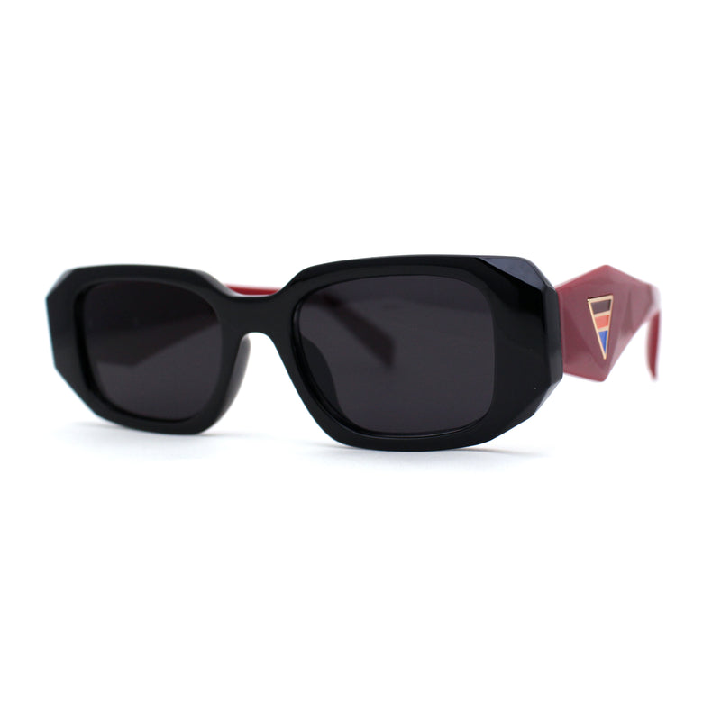 Geometric Diamond Cut Dimensional Mod Rectangle Sunglasses